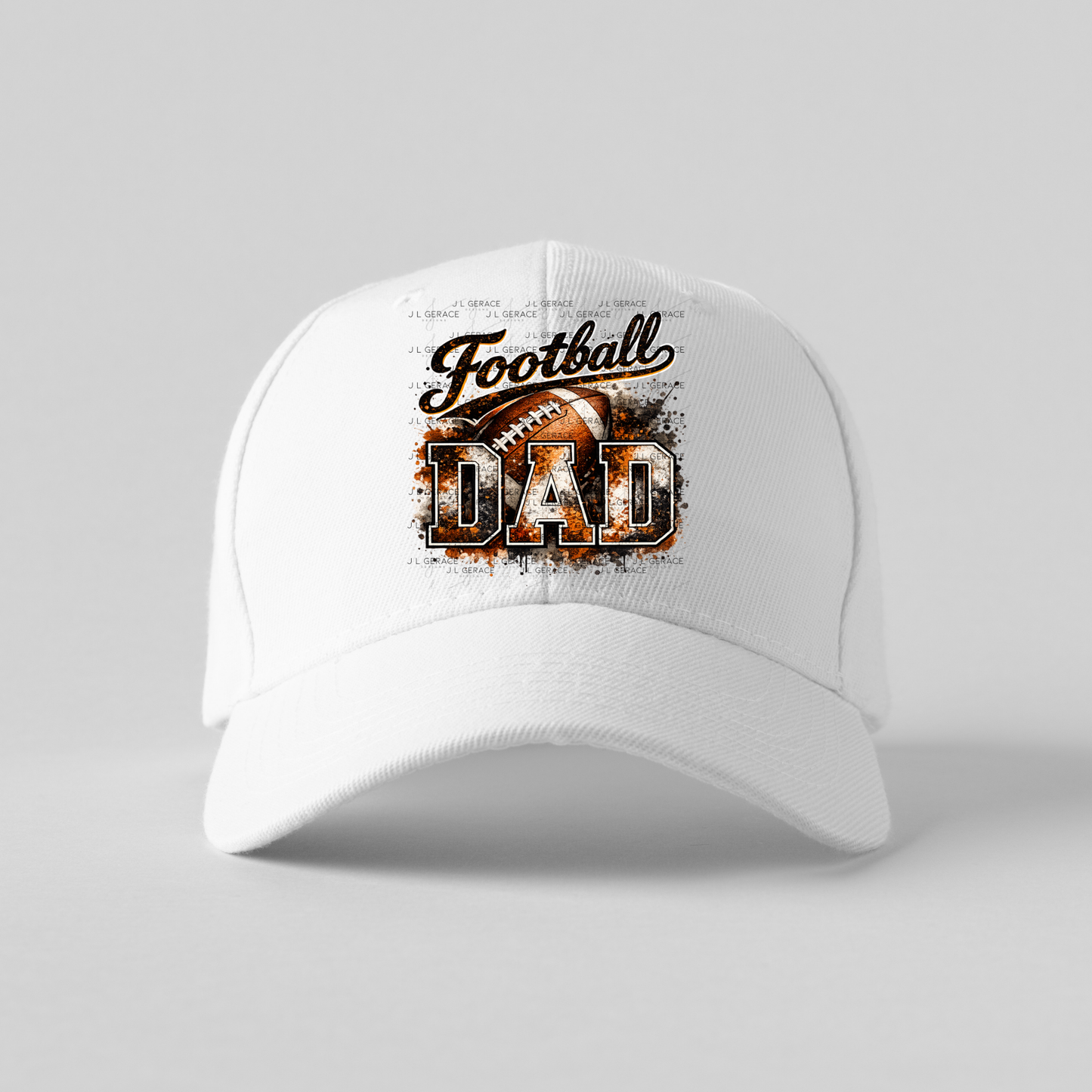 Football Dad PNG – Orange Black Paint Splatter Sports Design with Football