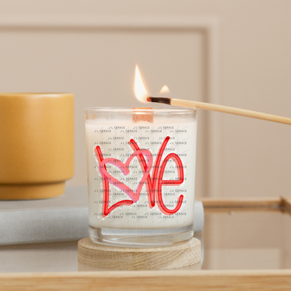 Red Love Script PNG Handwritten Heart Typography with String Glitter Outline