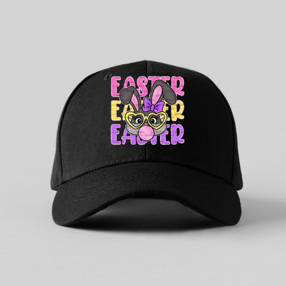 EASTER EASTER EASTER Bunny with Glasses Pink - Yellow - Purple Chunky Glitter Outline PNG