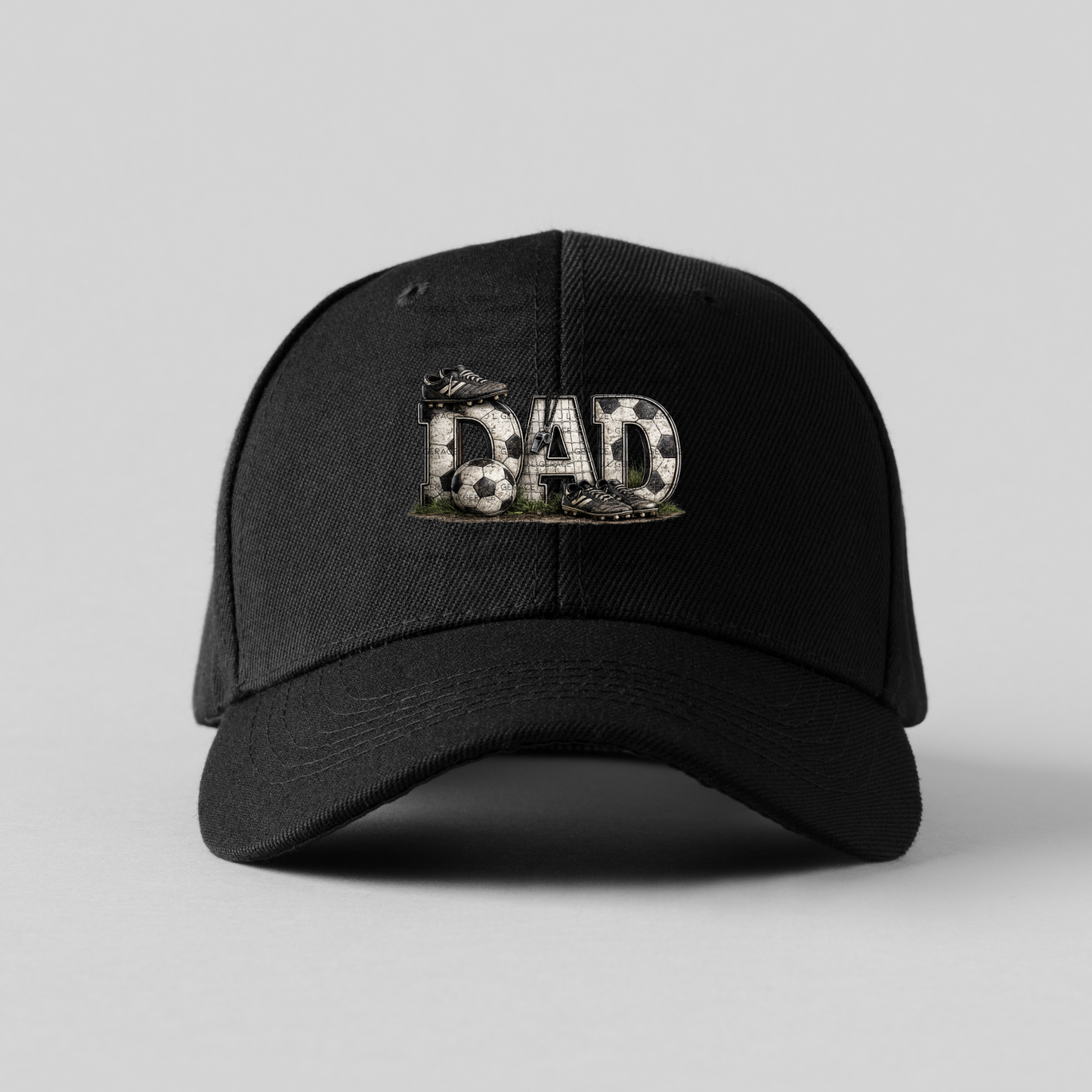 Dad PNG – Soccer Sports Design with Ball Cleats and Net Texture