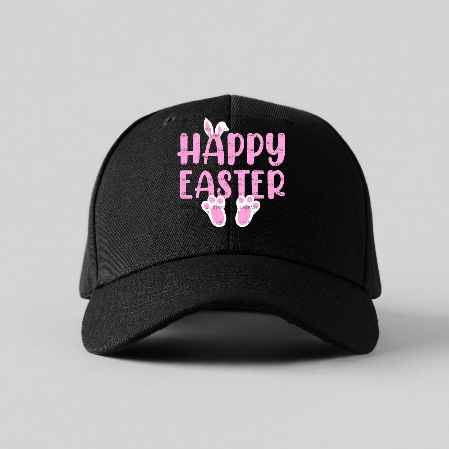 Happy Easter Bunny Ears and Feet Pink PNG