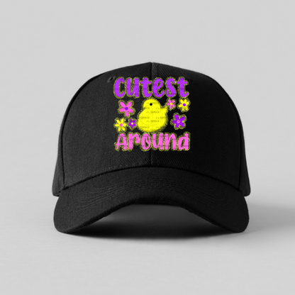 Cutest Chick Around Yellow String Glitter Outline PNG
