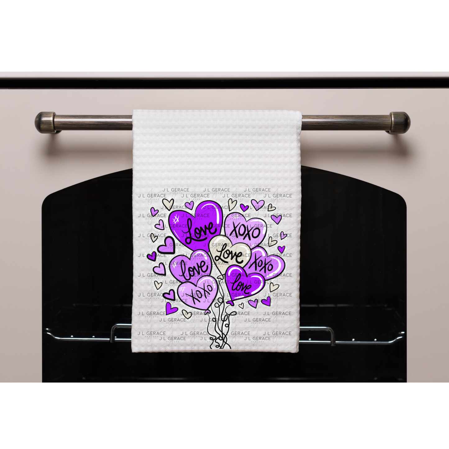 Purple Love & XOXO Heart Balloon Bouquet with Glitter String Outline PNG