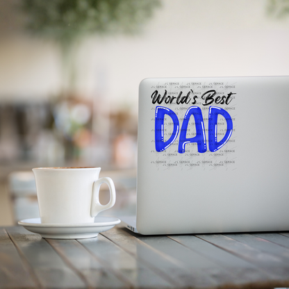 World’s Best Dad PNG – Blue Glossy Typography Design for Father’s Day