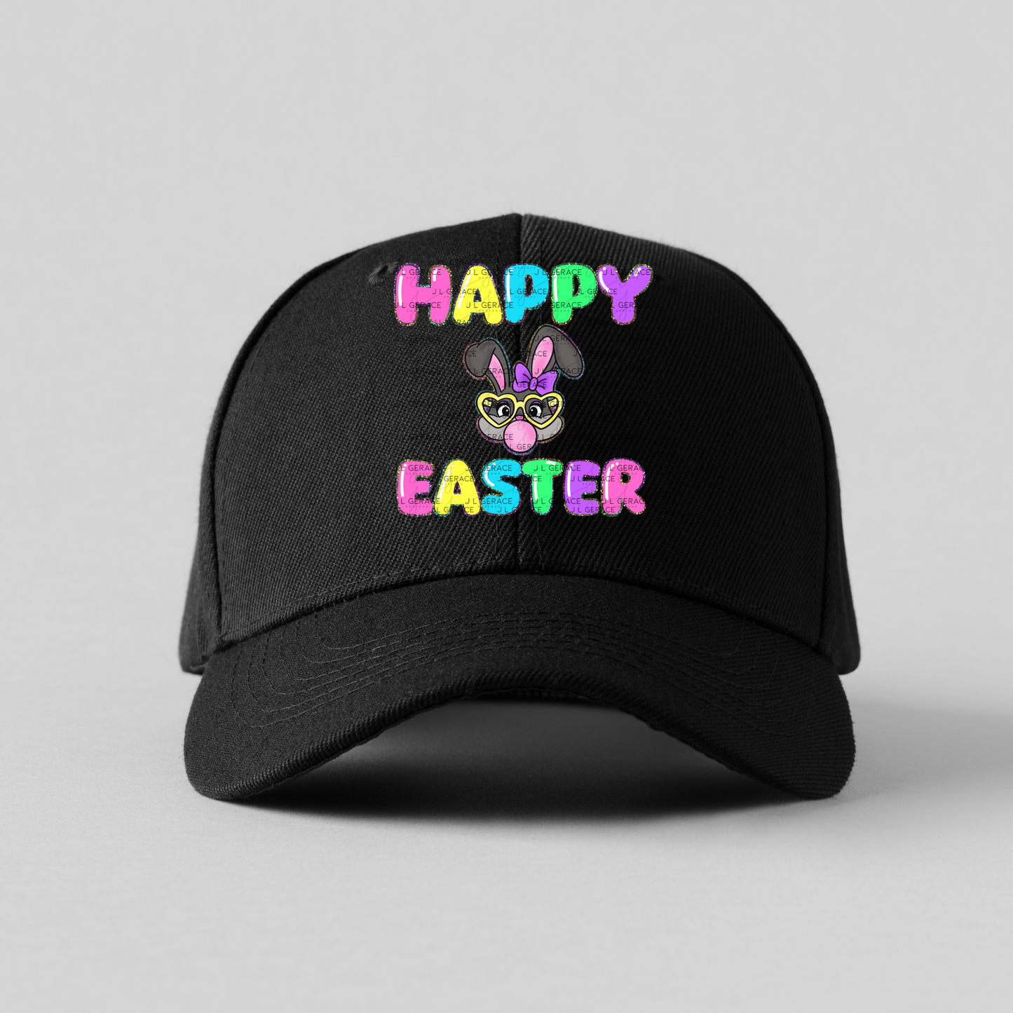 Happy Easter Bunny Bubblegum Rainbow Glitter Letters Clipart Sublimation PNG