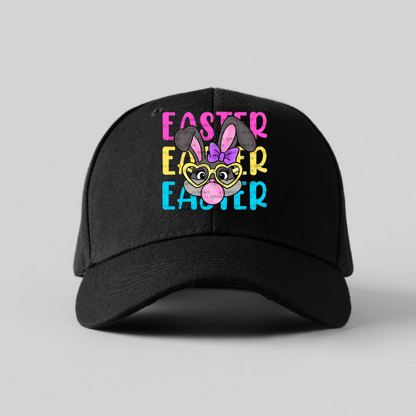 EASTER EASTER EASTER Bunny with Glasses Pink - Yellow - Blue PNG