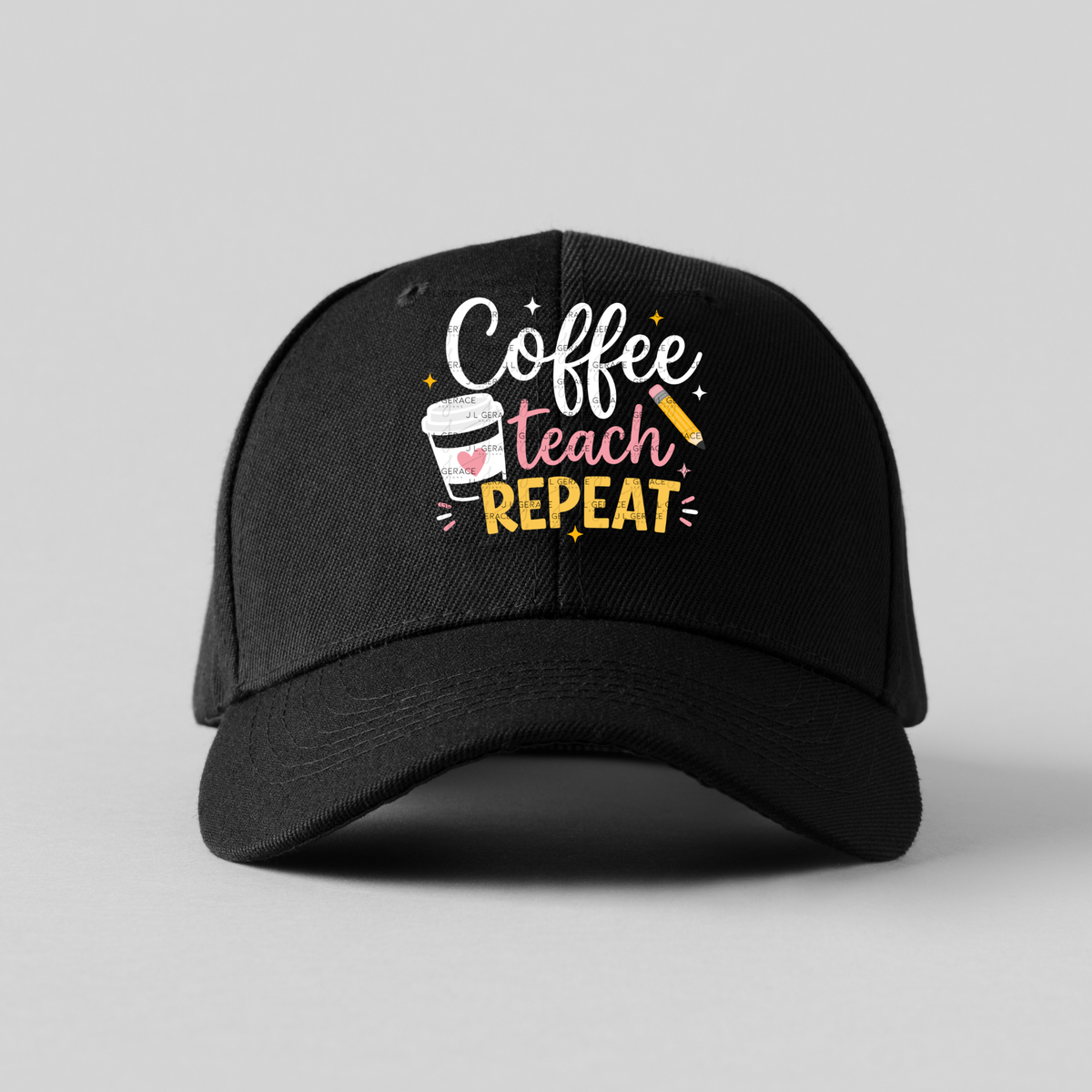 Coffee Teach Repeat Teacher Colorful PNG Bundle Digital Download (2 Colors)
