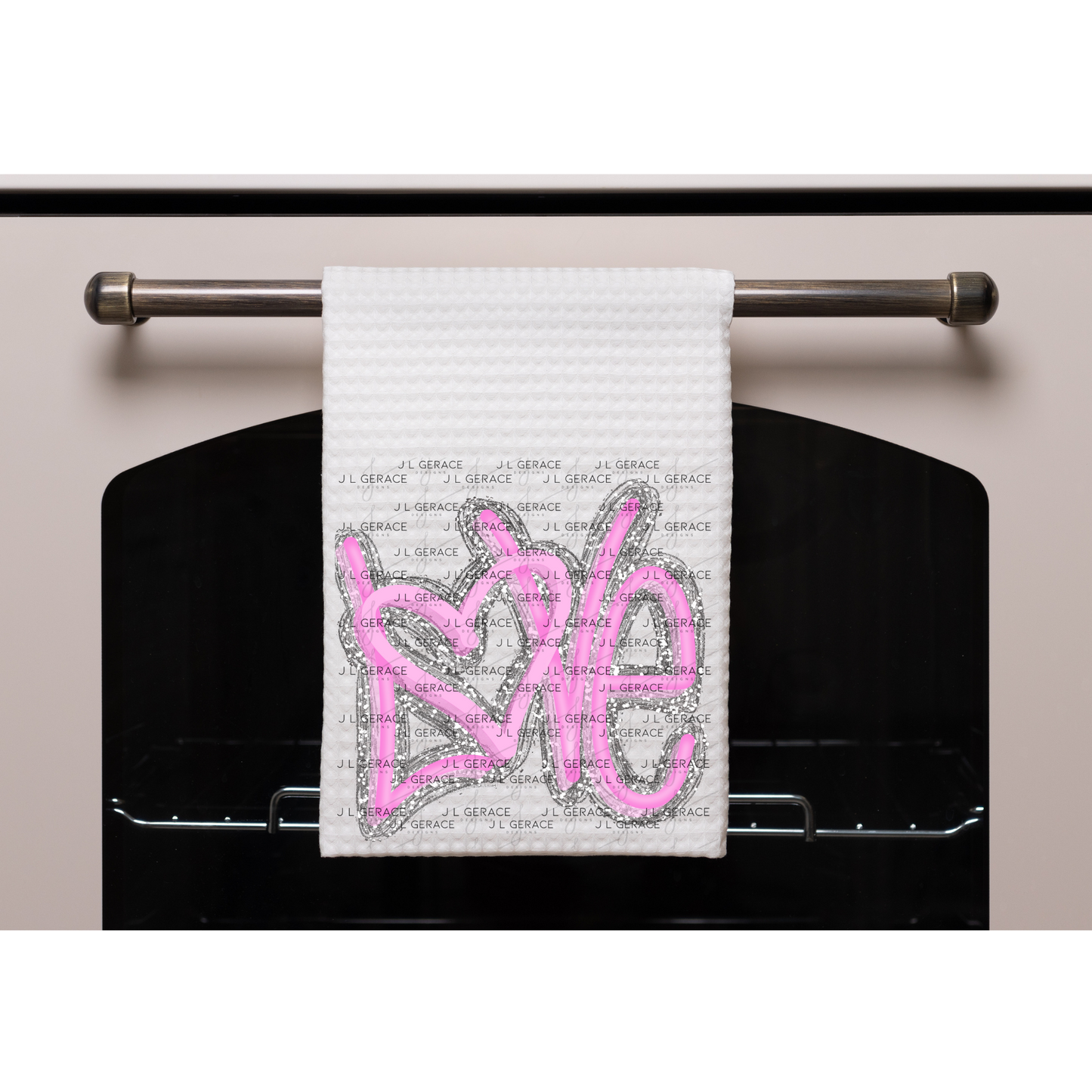 Pink Love Script PNG with String Glitter Outline