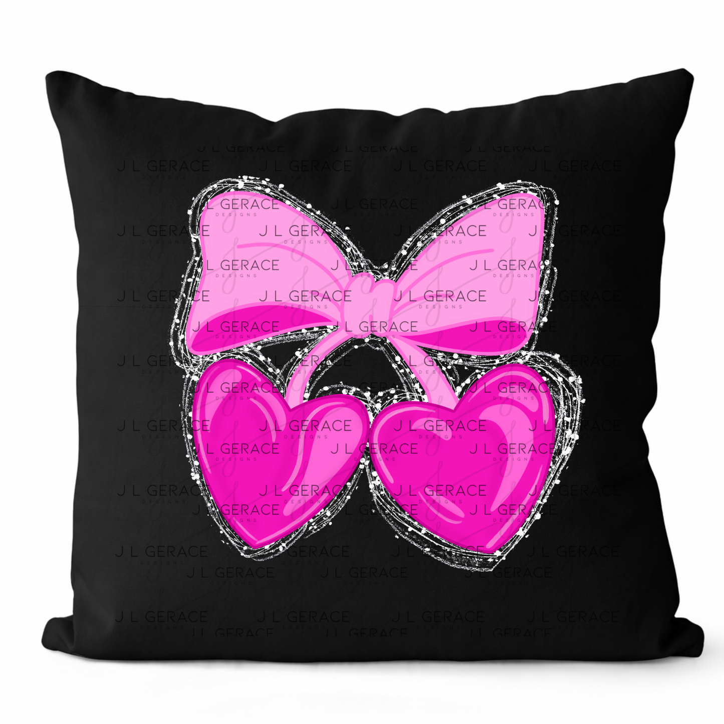 Pink Heart Cherries PNG with Bow String Glitter Design