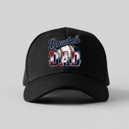 Baseball Dad PNG – Red White Blue Paint Splatter Design with Ball