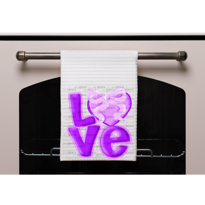 Purple Love Bubble Letter PNG with Heart Bow Design Scalloped Trim