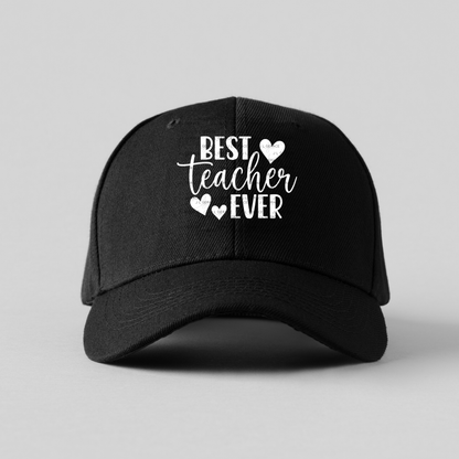 Best Teacher Ever Hearts Black and White PNG