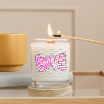 Glitter Outline Love Word PNG with Heart – Pink Mixed Pattern Design