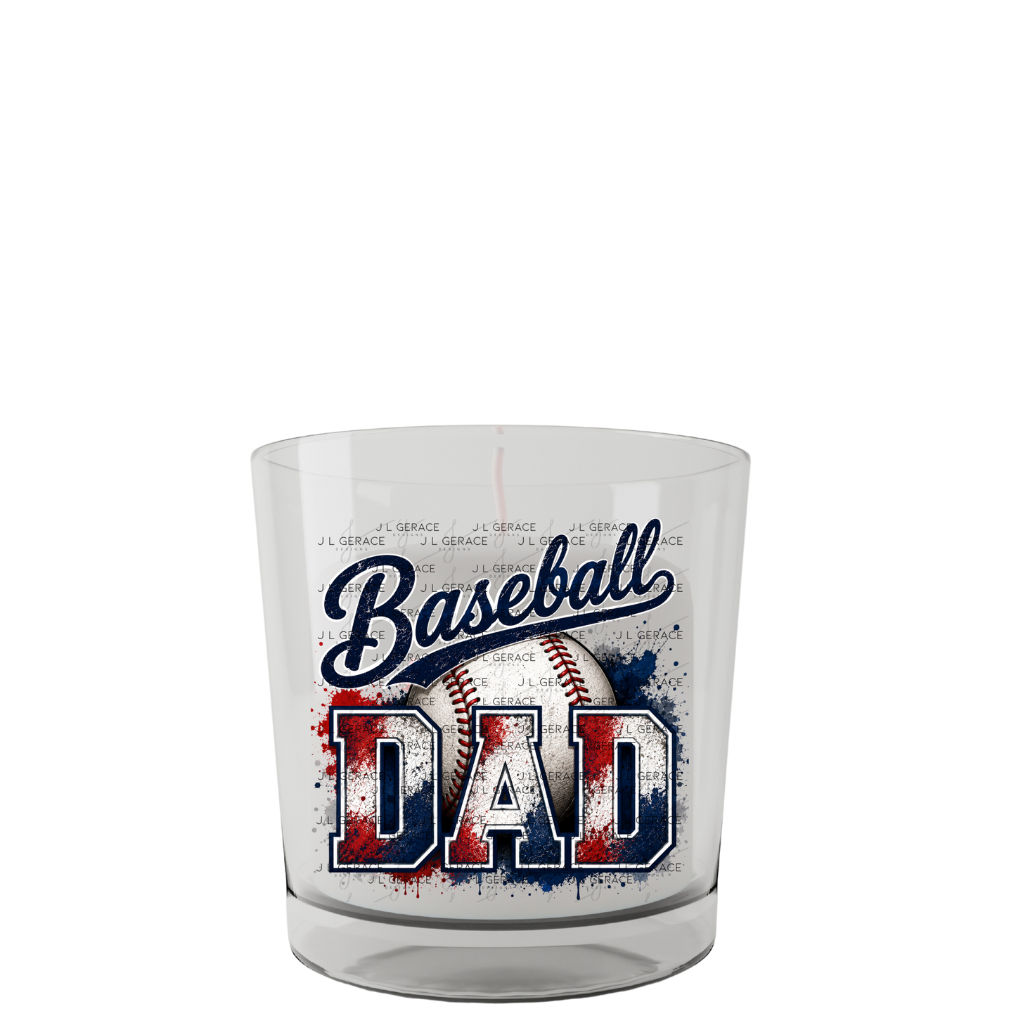 Baseball Dad PNG – Red White Blue Paint Splatter Design with Ball