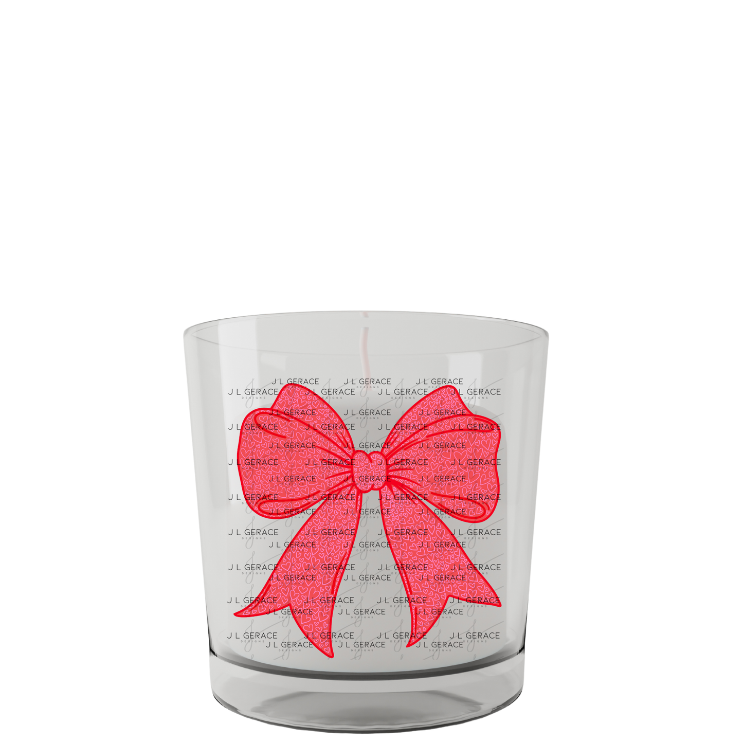 Red Heart Pattern Ribbon Bow PNG Clipart – Valentine Bow Digital Download