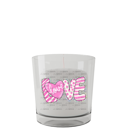Glitter Outline Love Word PNG with Heart – Pink Mixed Pattern Design