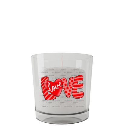 Red Love Word PNG with Heart Paint Splatter Mixed Pattern Design