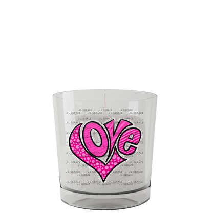 Pink Love Heart Polka Dots and stripes PNG with Glitter Outline Design