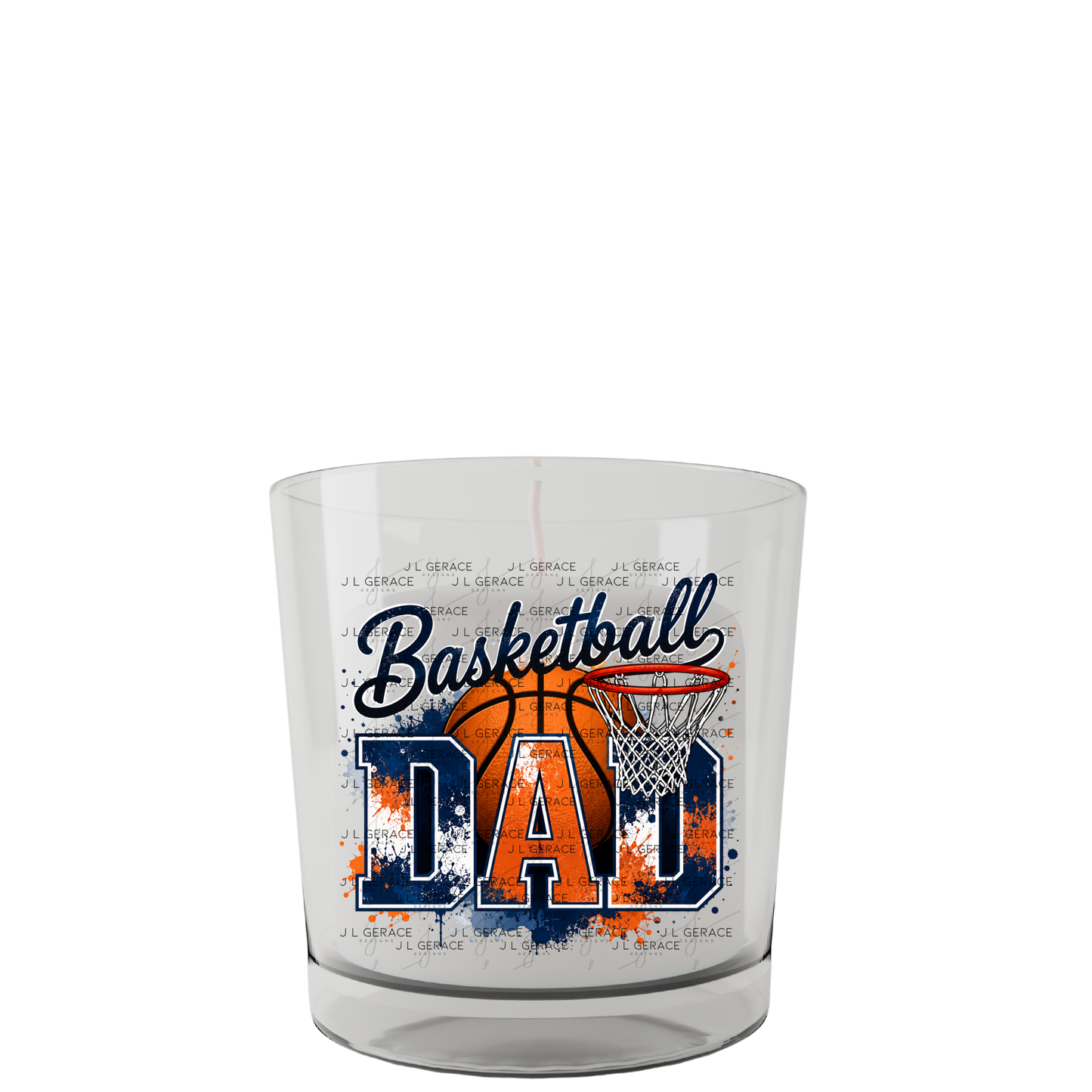 Basketball Dad PNG – Blue Orange Paint Splatter Design with Hoop and Ball