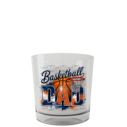 Basketball Dad PNG – Blue Orange Paint Splatter Design with Hoop and Ball