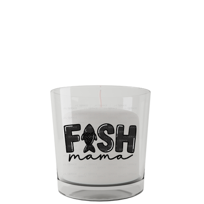 Fish Mama PNG – Black Glossy “FISH Mama” Design with Fish Silhouette Letter