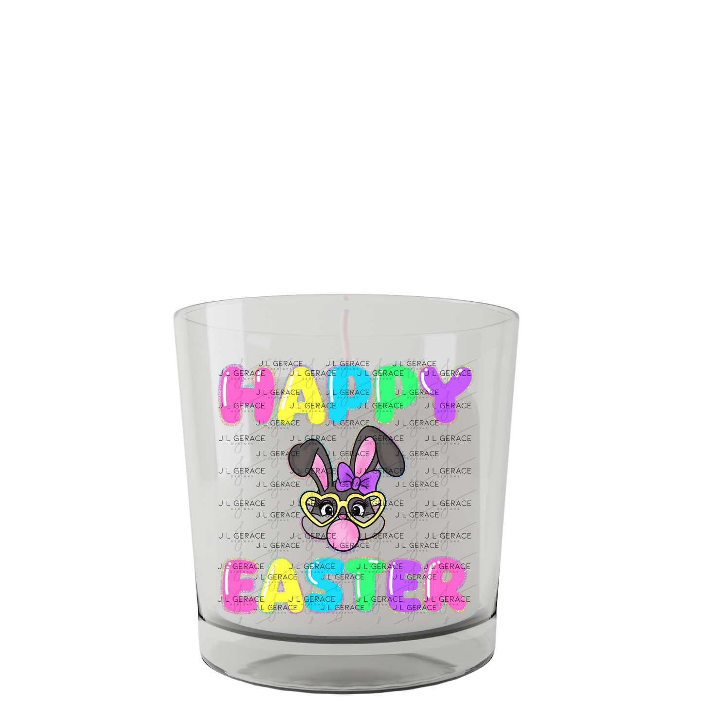 Happy Easter Bunny Bubblegum Rainbow Glitter Letters Clipart Sublimation PNG