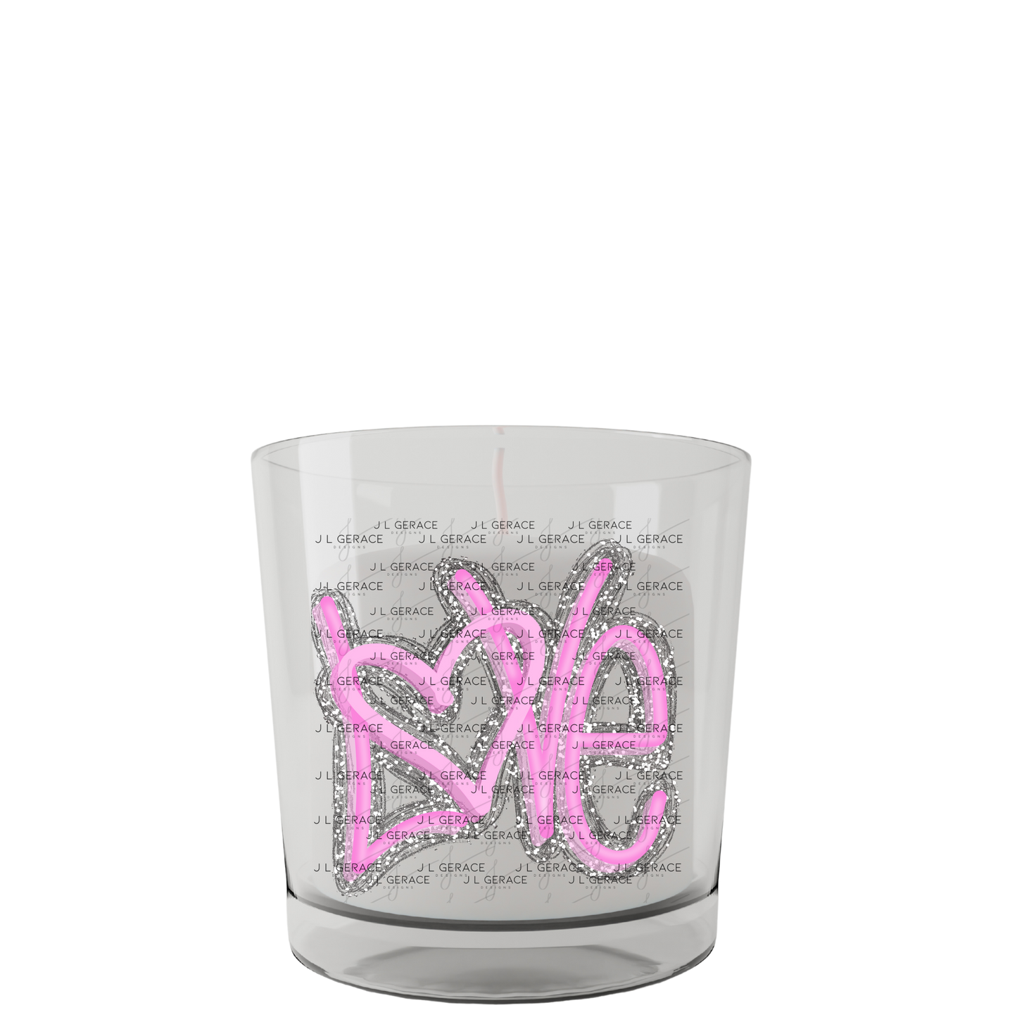 Pink Love Script PNG with String Glitter Outline