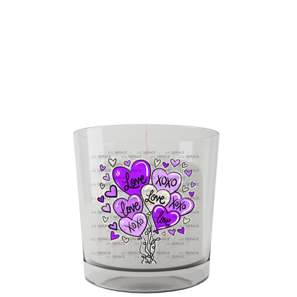 Purple Love & XOXO Heart Balloon Bouquet with Glitter String Outline PNG