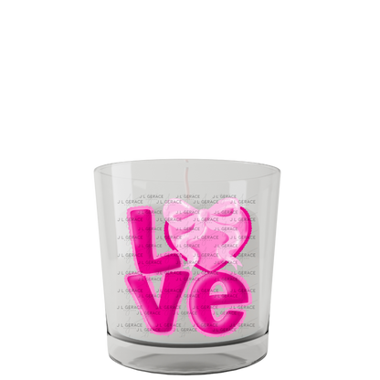 Love Pink Bubble Letter PNG with Heart Bow Design