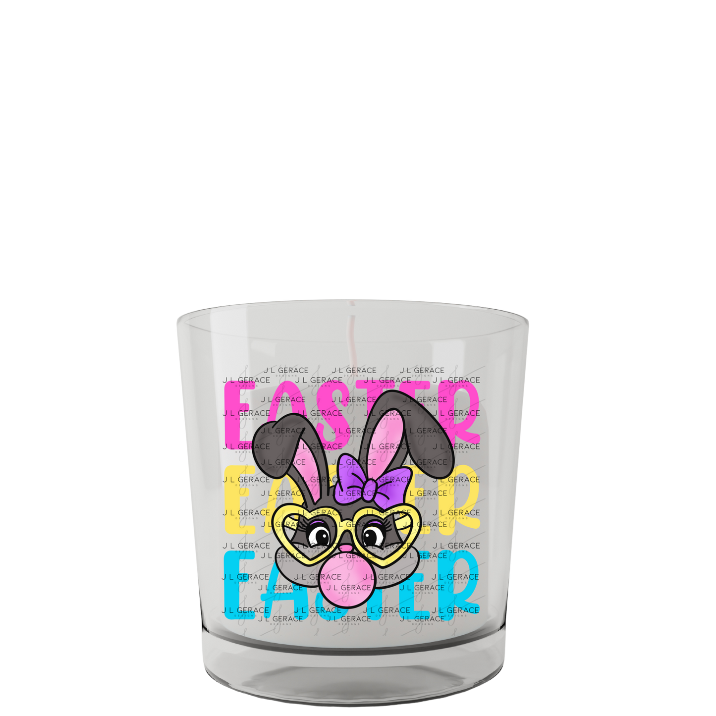 EASTER EASTER EASTER Bunny with Glasses Pink - Yellow - Blue PNG