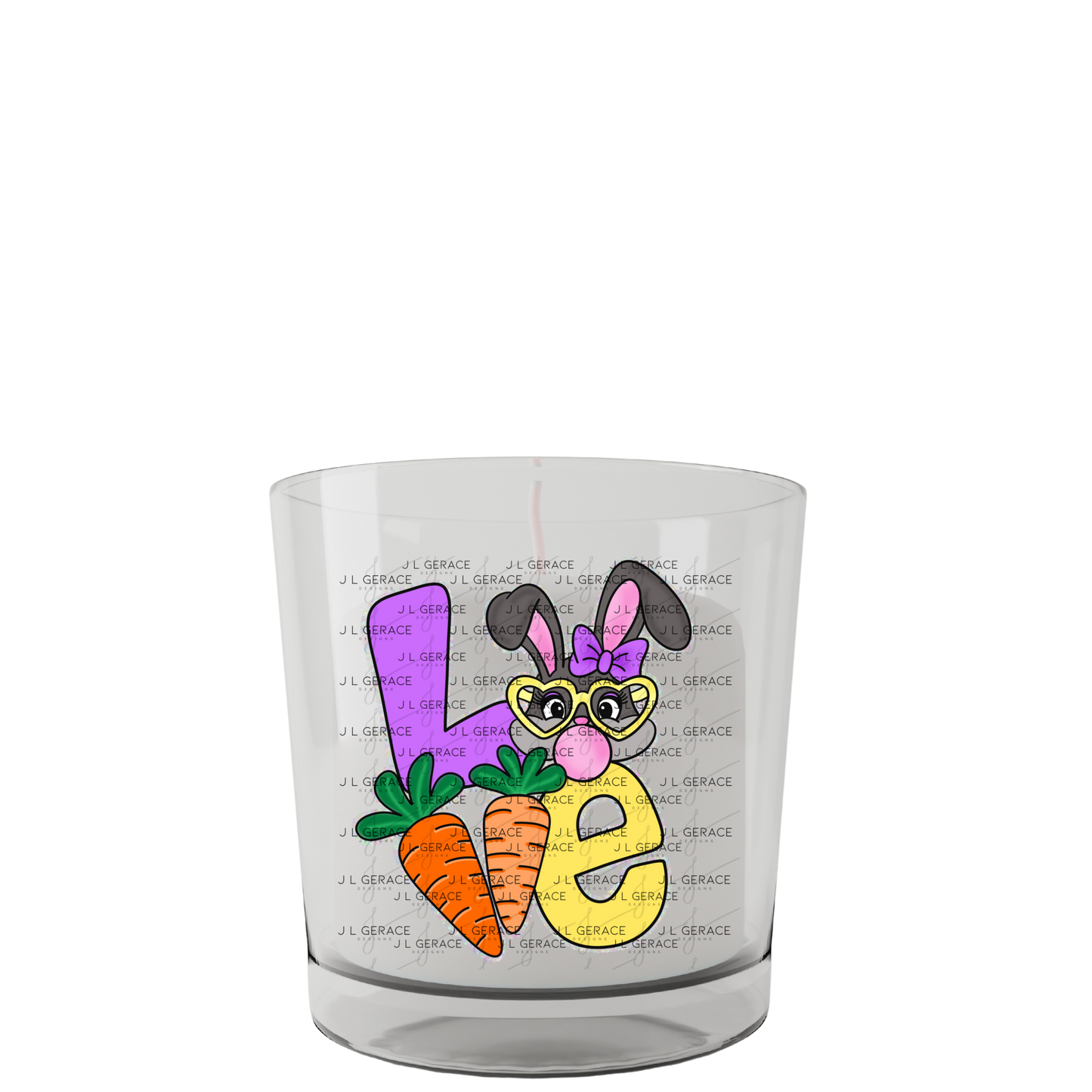 LOVE Easter Bunny with Carrots - Chunky Glitter Outline PNG