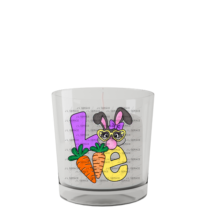 LOVE Easter Bunny with Carrots - Chunky Glitter Outline PNG