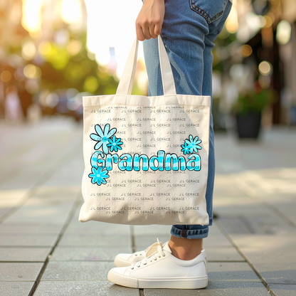 Grandma PNG – Blue Floral Name Sublimation Design