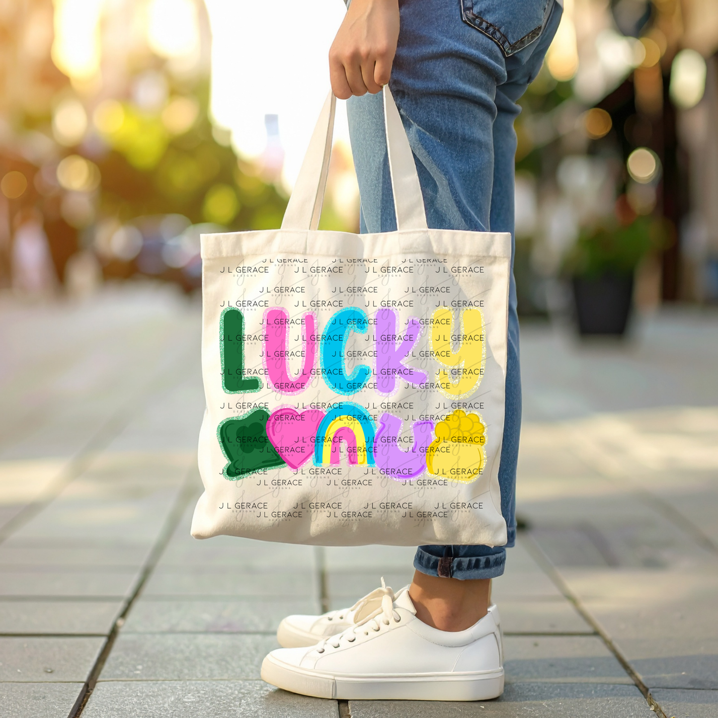 Lucky with charms - Solid Glitter Outline PNG