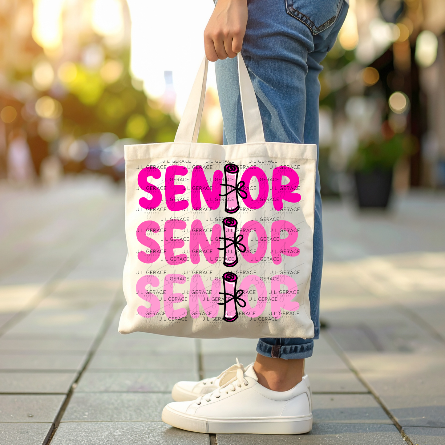 Senior PNG – Pink Diploma Graduation Lettering Design