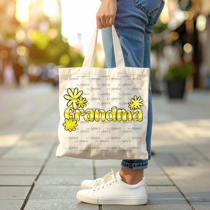 Grandma PNG – Yellow Floral Name Sublimation Design