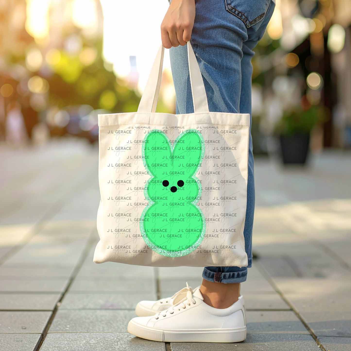 Green Glitter Bunny Peep Easter Clipart Sublimation PNG