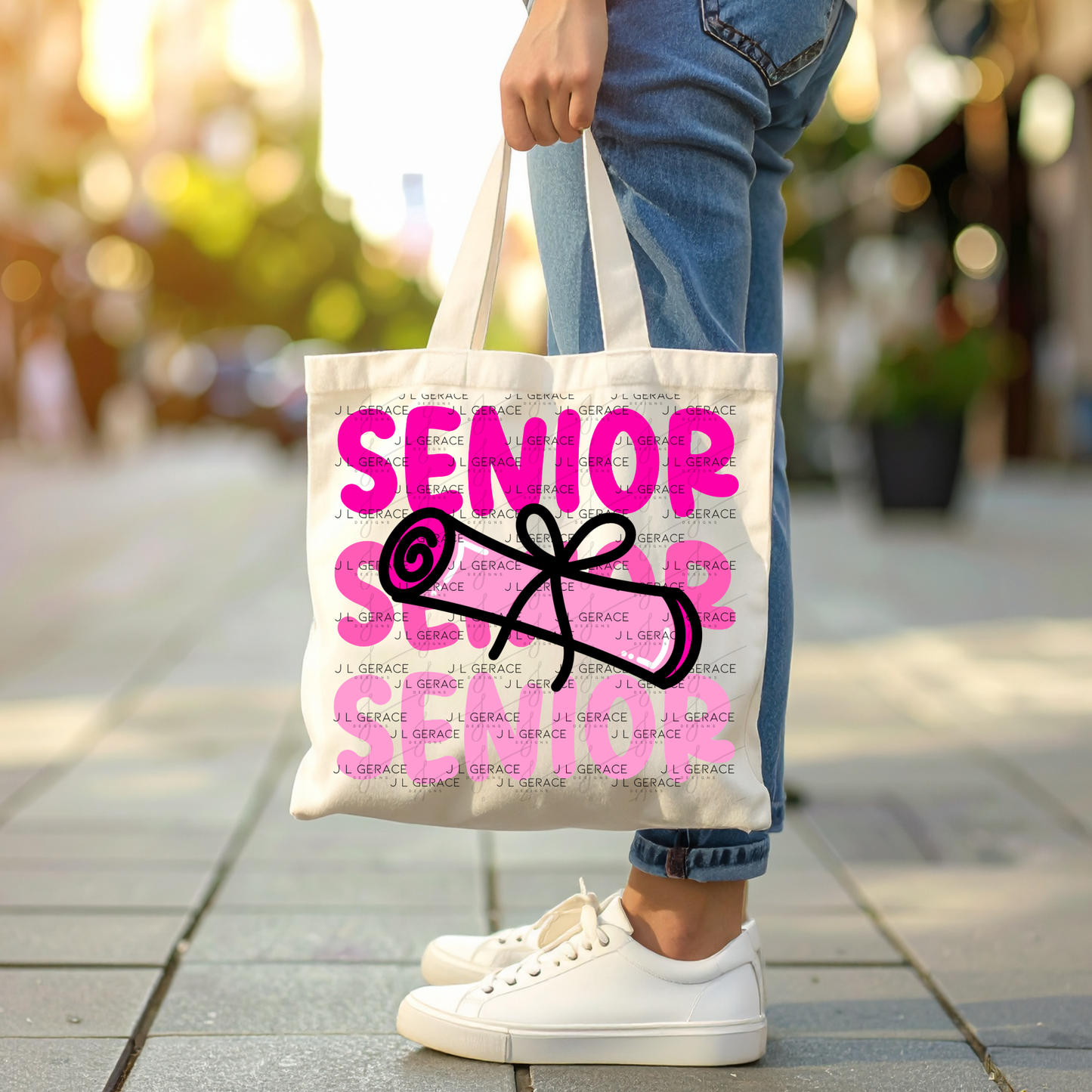 Senior PNG – Pink Diploma Graduation Lettering Design