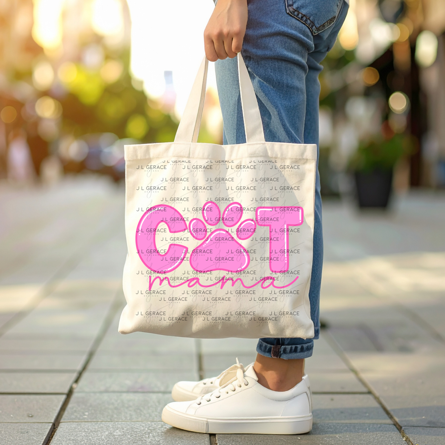 Cat Mama PNG – Pink Paw Print Pet Lover Sublimation Design