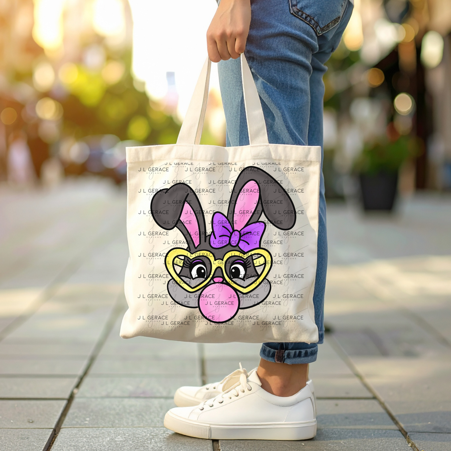 Cute Easter Bunny with Glasses PNG