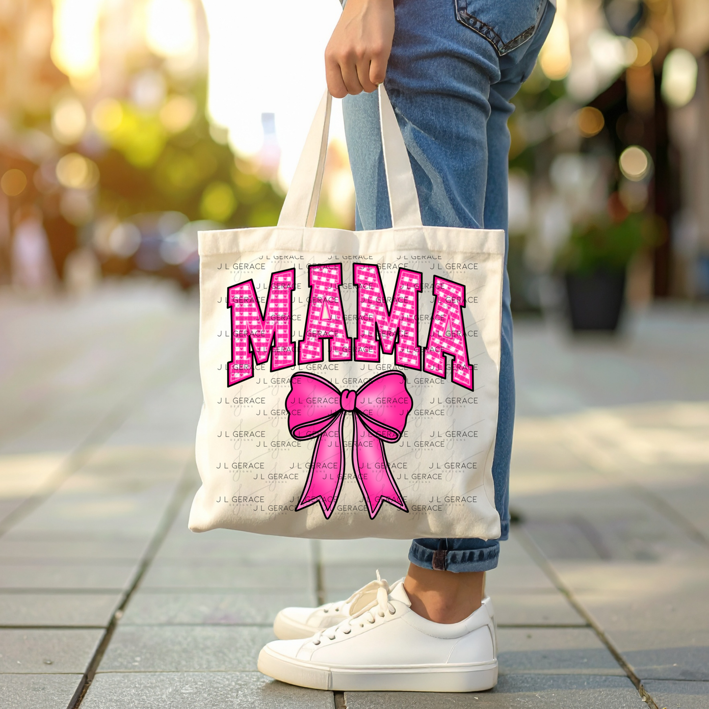 Mama Bow PNG – Pink Gingham Mothers Day Sublimation Design
