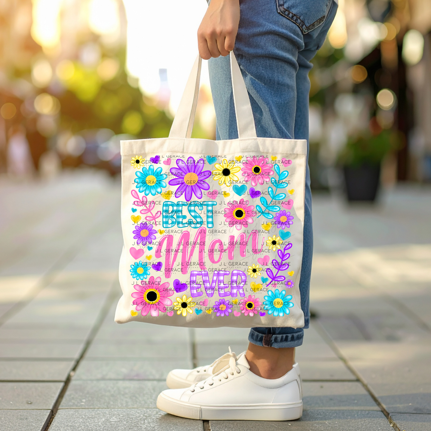 Best Mom Ever Colorful Floral PNG Design