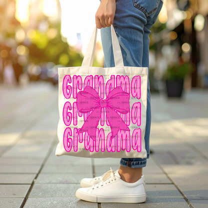 Grandma PNG – Pink Bow Layered Name Sublimation Design