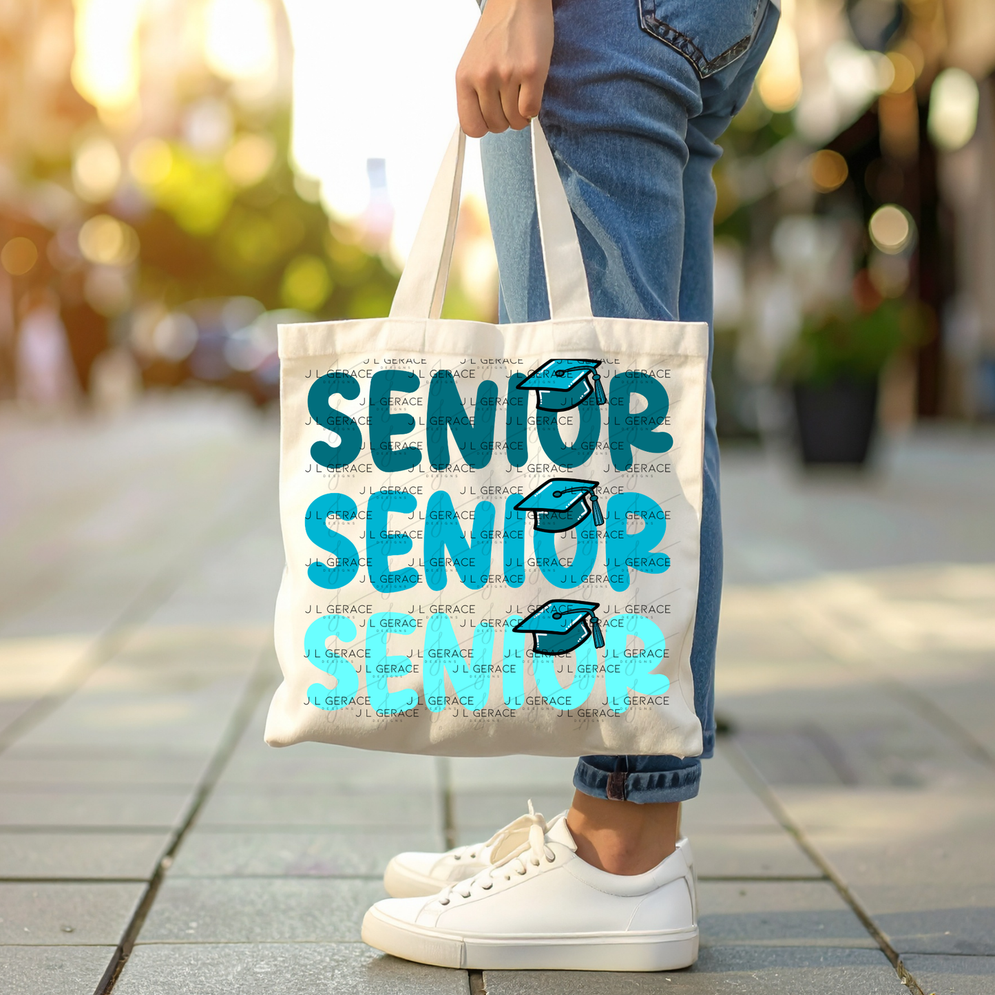 Senior PNG – Teal Graduation Cap Lettering Design