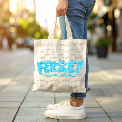 Ferret Mama PNG – Blue Paw Print Design for Pet Lovers