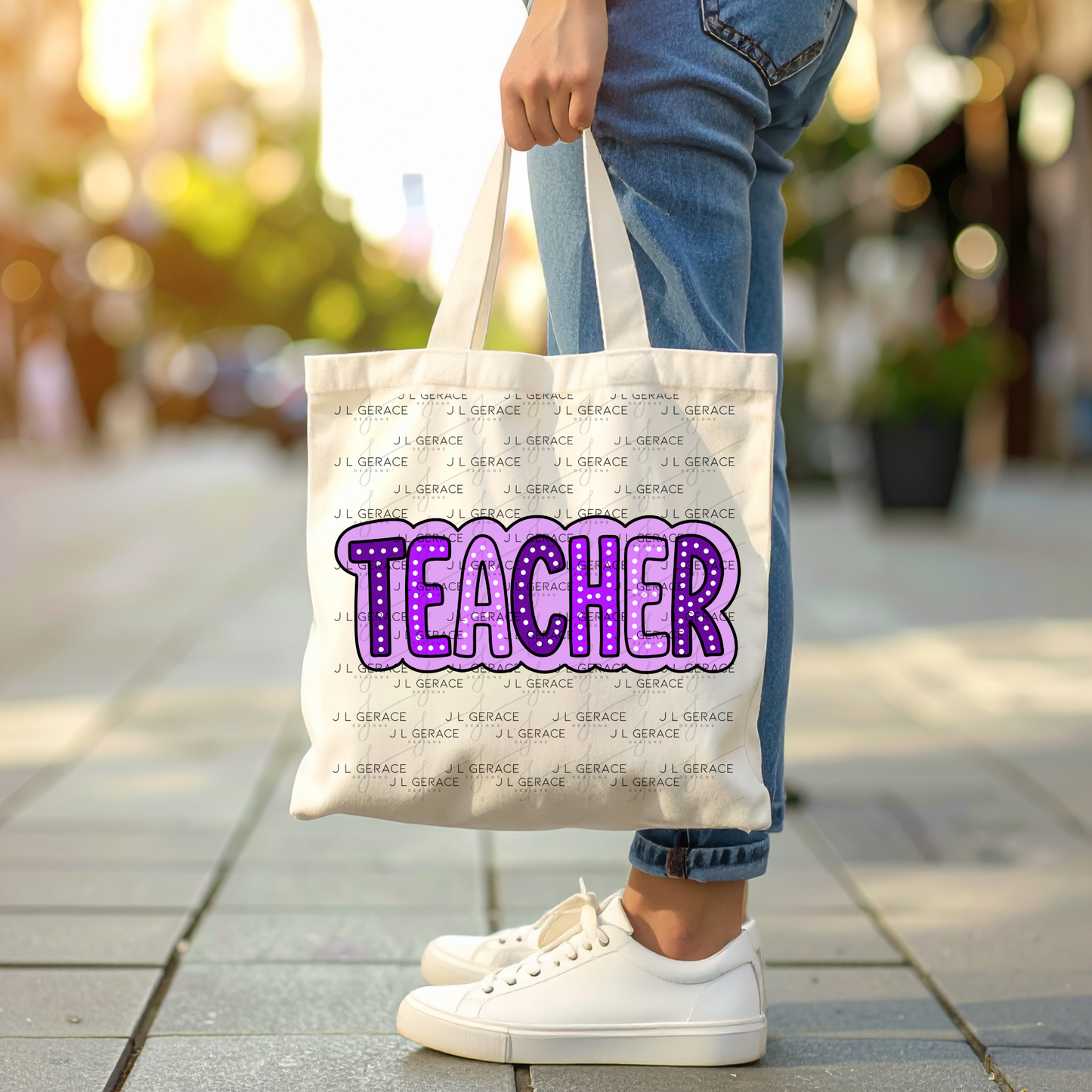 Teacher Dot Lettering Purple PNG Digital Download