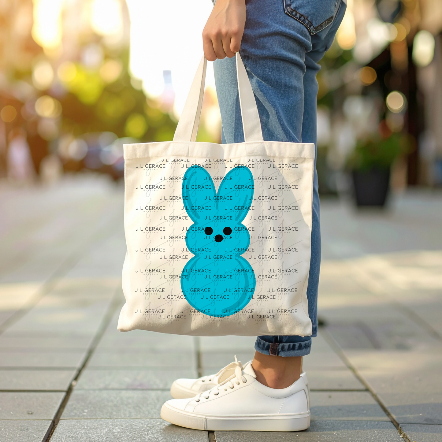 Blue Bunny Peep Easter Clipart Sublimation PNG