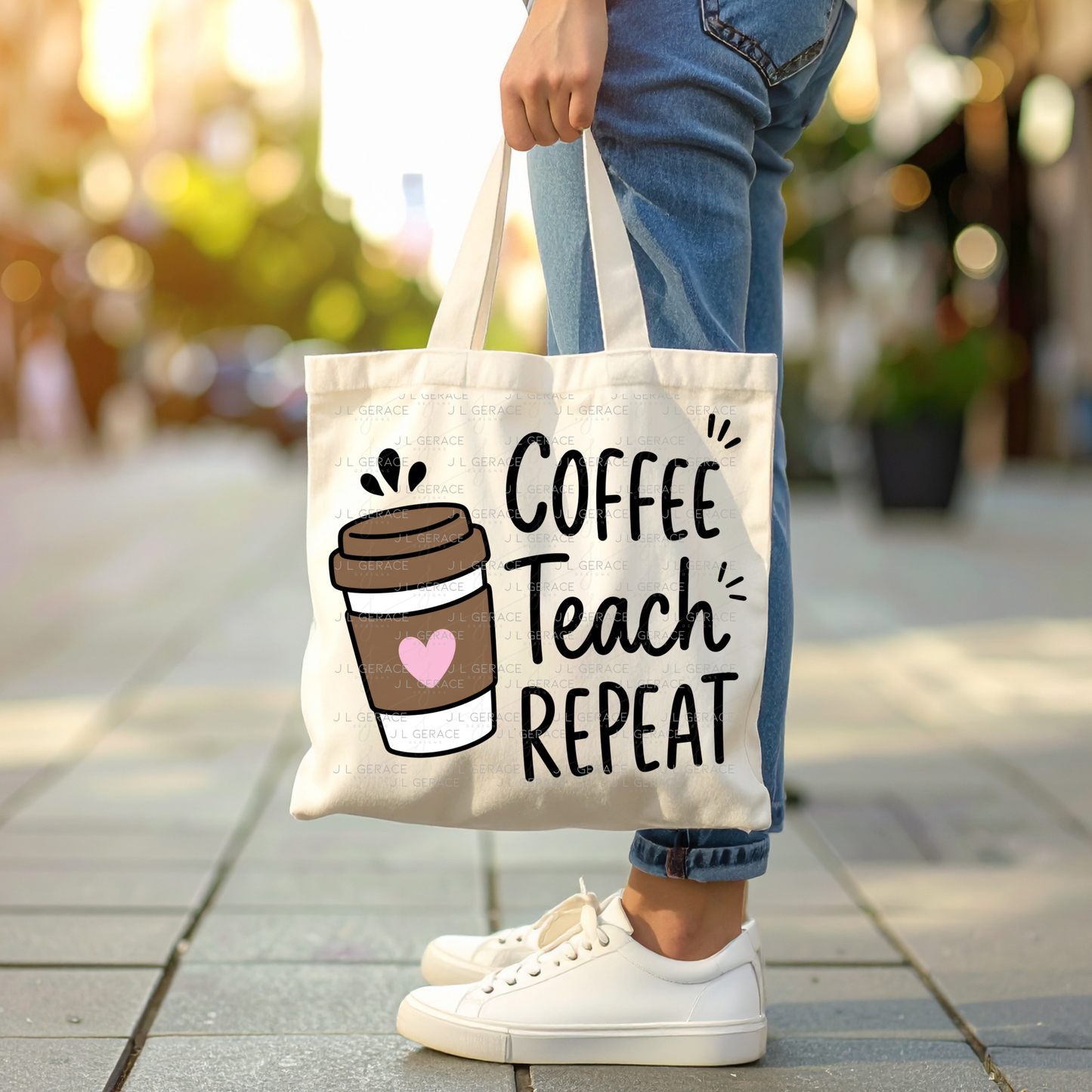 Coffee Teach Repeat PNG Sublimation Design Teacher Appreciation Digital Download