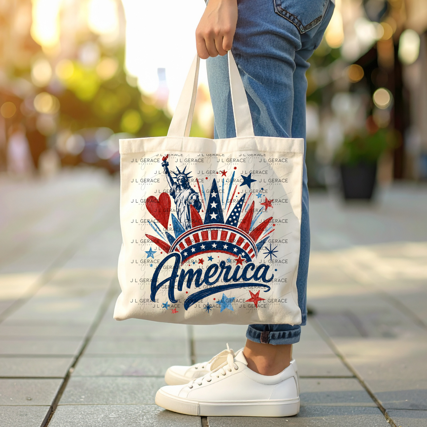 America Statue Liberty Fireworks Patriotic PNG Design