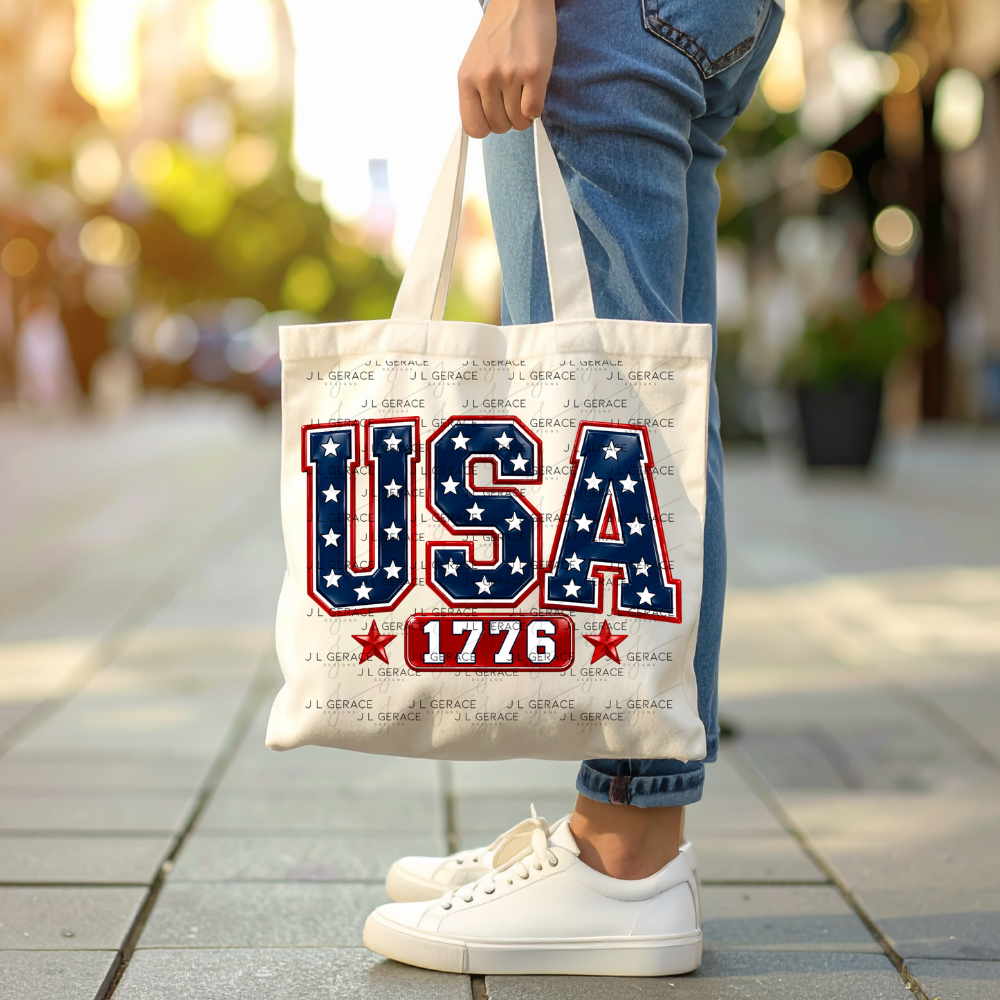 USA 1776 Glossy Patriotic PNG Design